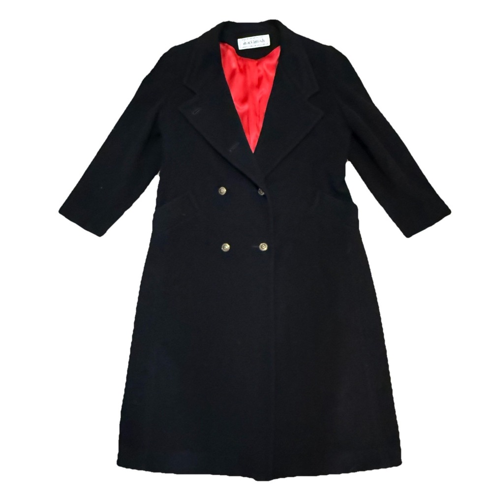 Vintage Mackintosh Womens XL‎ Double Breasted 100% Wool Trench Coat Red Lining